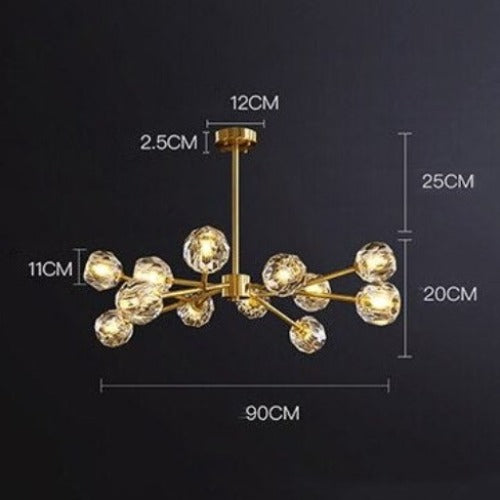 Lustre moderne LED avec lampes style diamant Blair - vue 7 sur 9