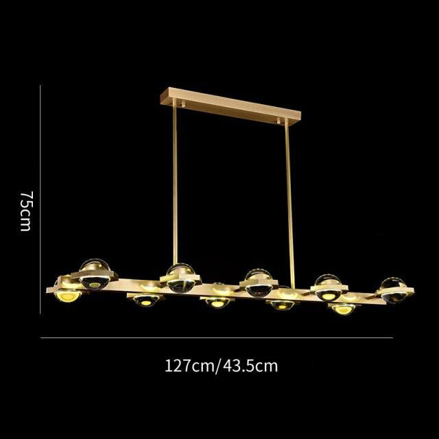 Lustre moderne luxe circulaire en cuivre et cristal Pryccilia - vue 10 sur 10