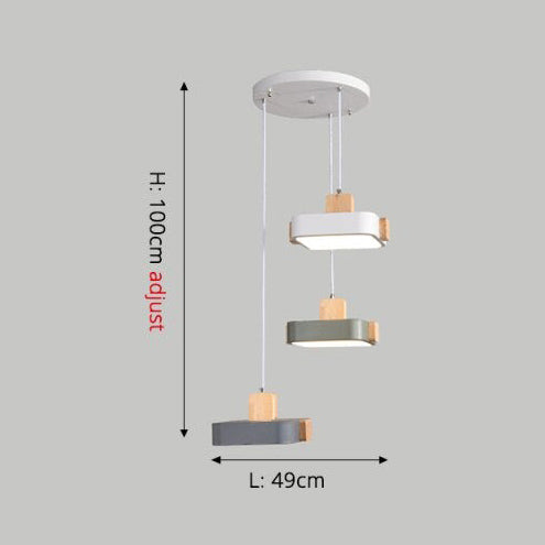 Lustre scandinave LED avec abat-jour en bois Ainhara - vue 8 sur 8