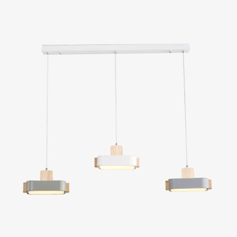 Lustre scandinave LED avec abat-jour en bois Ainhara - vue 2 sur 8