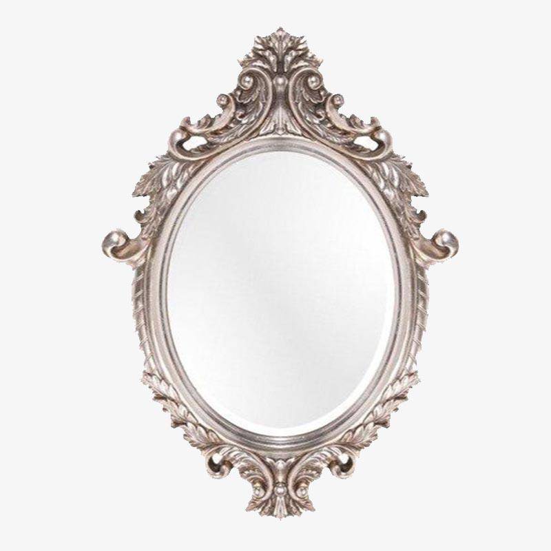 Miroir mural rétro argenté style baroque - vue 3 sur 3