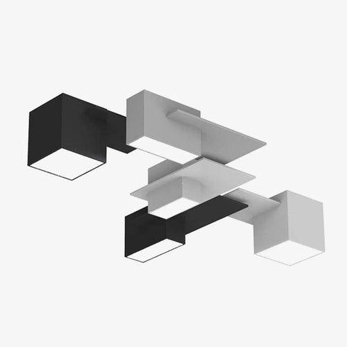 Plafonnier design LED à formes géométriques modernes noires et blanches