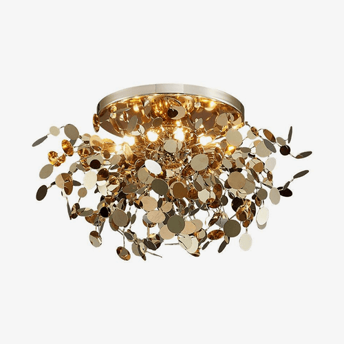 Plafonnier design LED avec feuilles dorées Creative