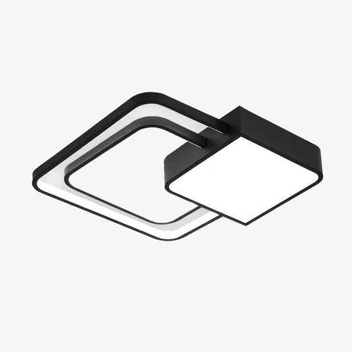 Plafonnier design LED carrés et arrondis noir et blanc Bwart
