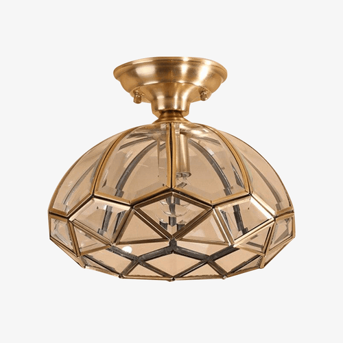 Plafonnier LED rustique doré en verre Sgrow