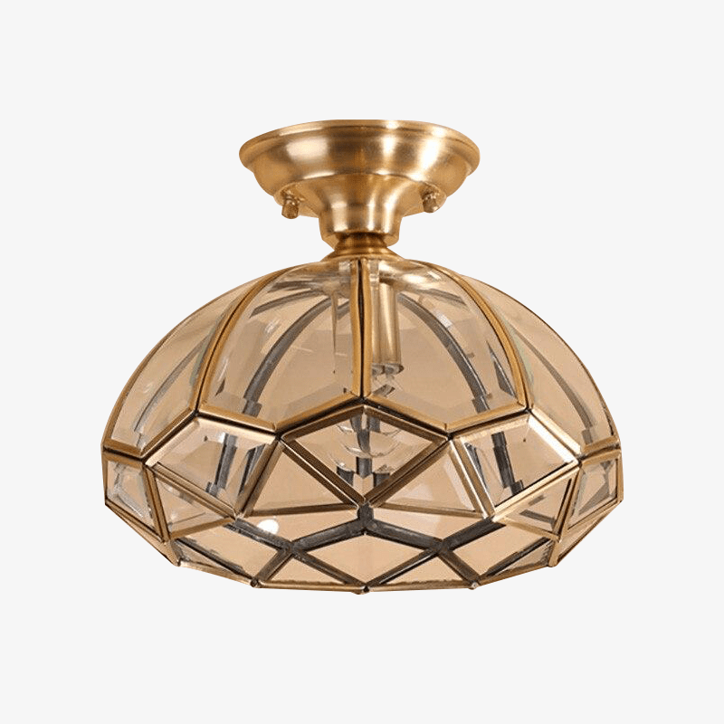 Plafonnier LED rustique doré en verre Sgrow