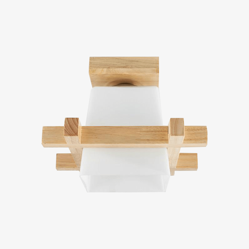 Plafonnier moderne LED en bois et cube style japonais - vue 2 sur 4