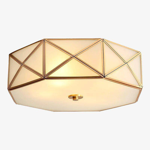 Plafonnier rétro LED doré de forme octogonale en métal