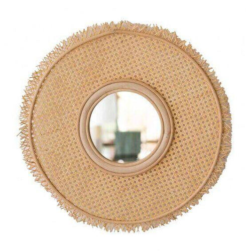 Miroir mural rond en rotin Literature