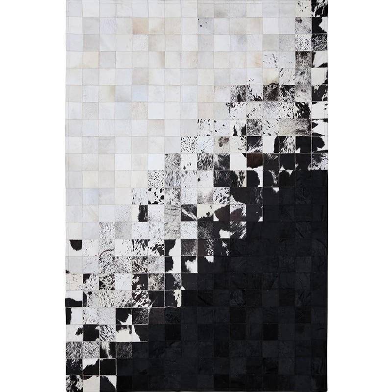 Tapis rectangle moderne avec carrés noirs et blancs - vue 4 sur 4