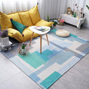 Tapis rectangle moderne gris et vert style géométrique Soft A