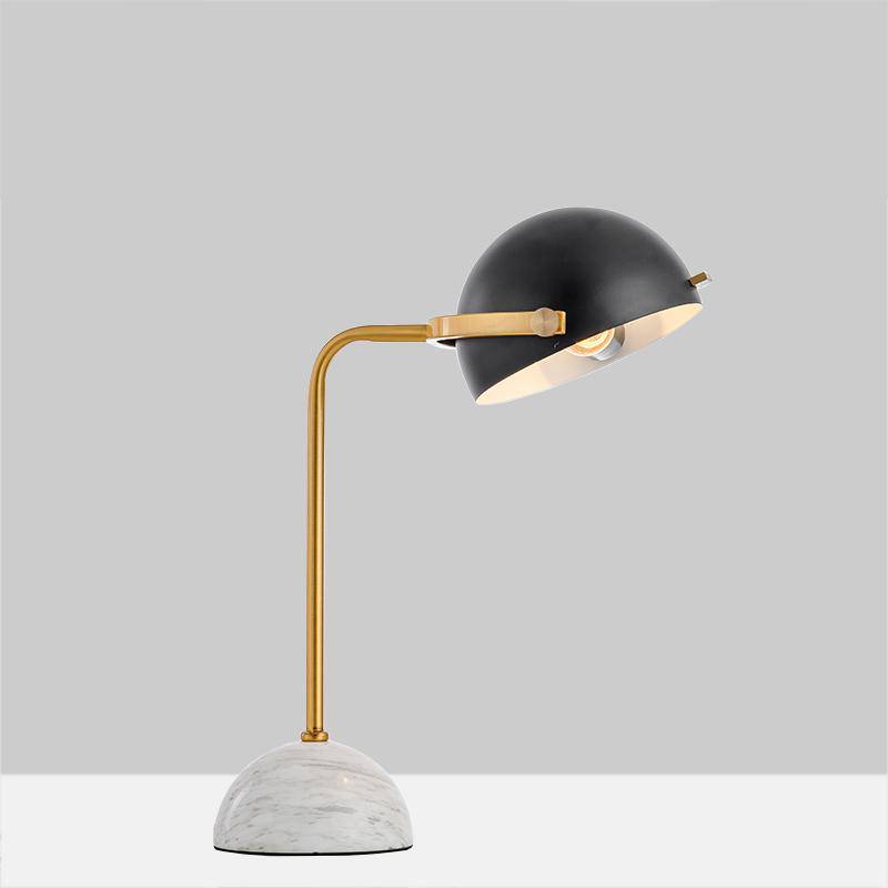 Lampe à poser design LED en marbre avec abat-jour arrondi noir - vue 9 sur 8