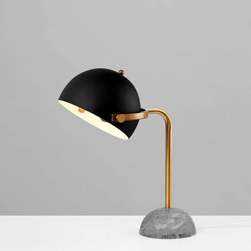 Lampe à poser design LED en marbre avec abat-jour arrondi noir - vue 8 sur 8