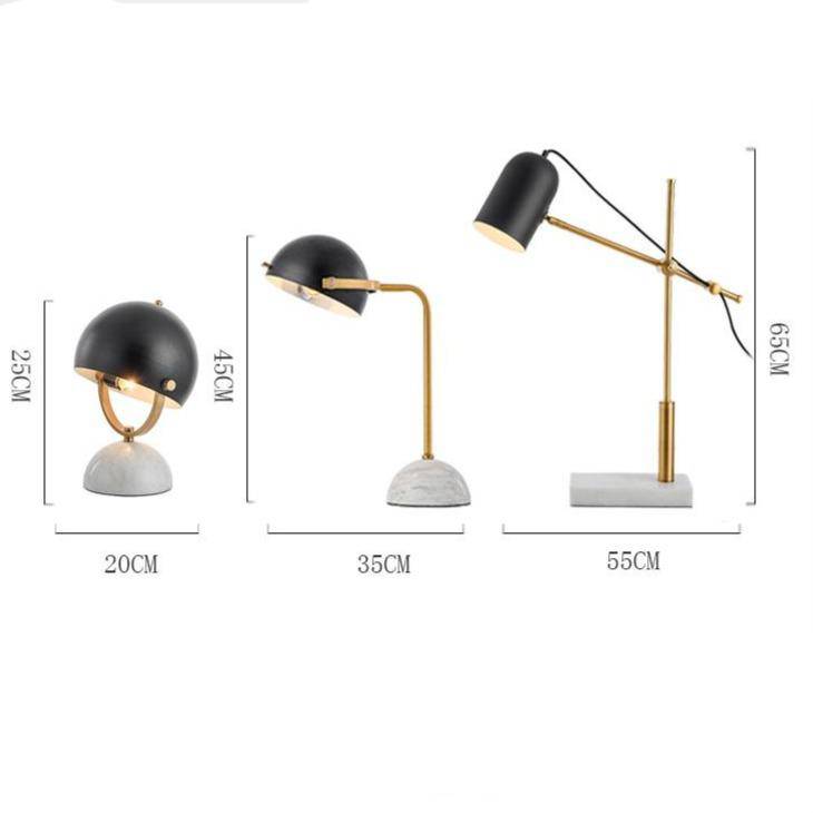 Lampe à poser design LED en marbre avec abat-jour arrondi noir - vue 5 sur 8