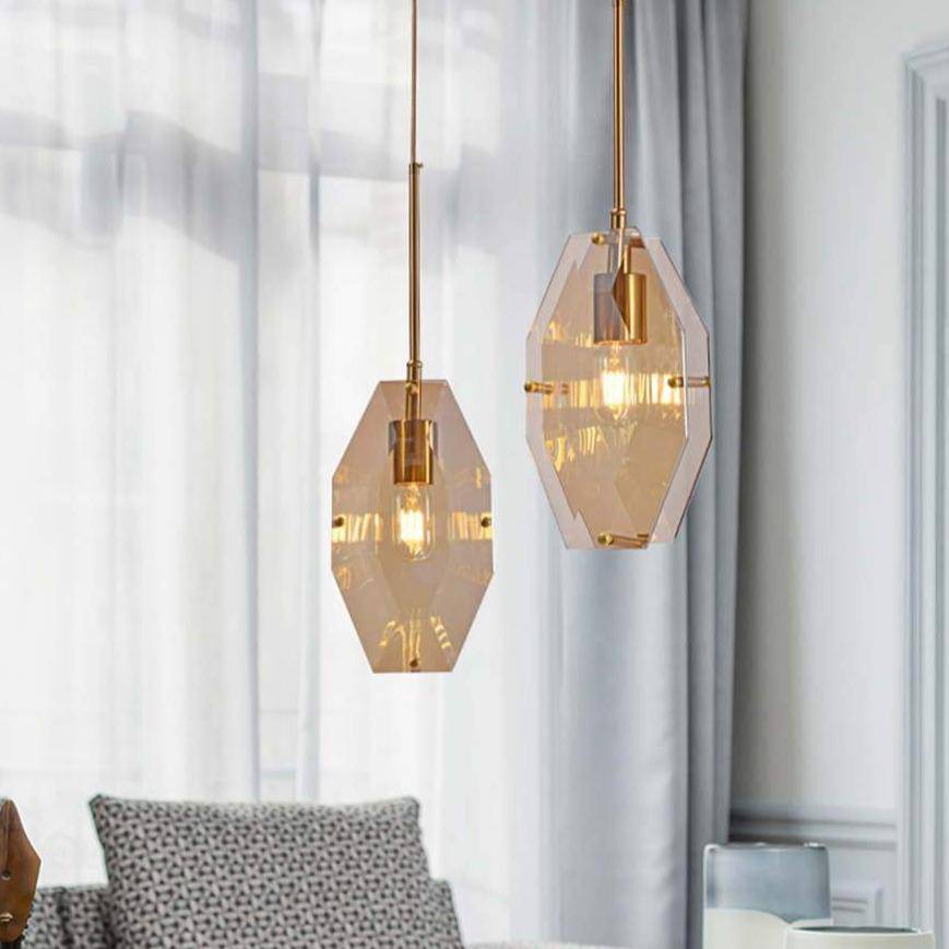 Suspension design LED aux formes géométriques en verre Luxury - vue 4 sur 6
