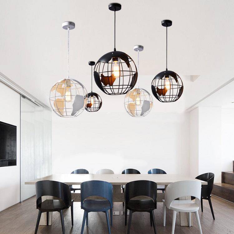 Suspension moderne globe du monde en cage - vue 5 sur 5
