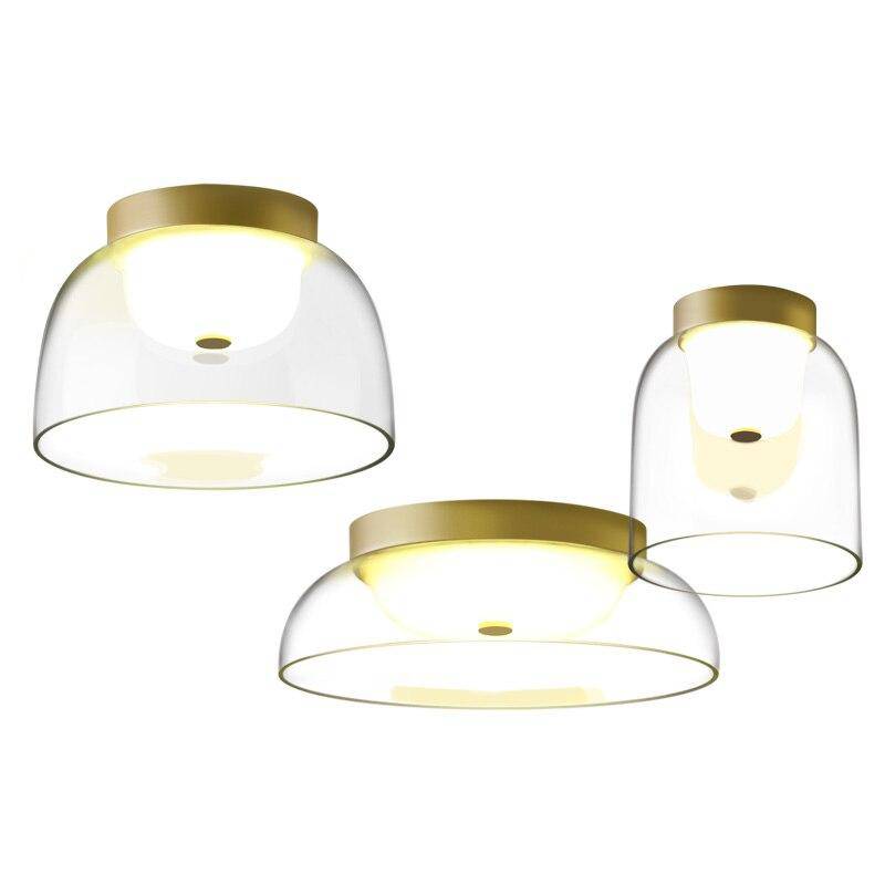 Plafonnier doré rond en verre de plusieurs tailles - vue 5 sur 10