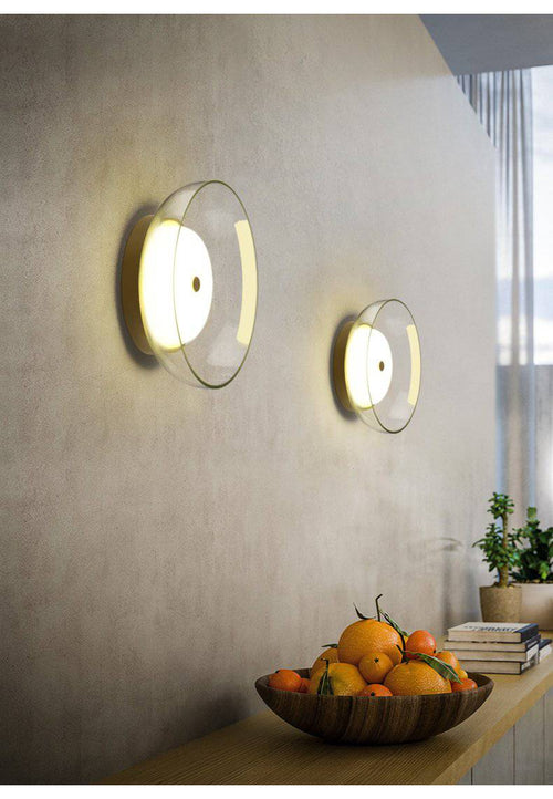 Plafonnier doré rond en verre de plusieurs tailles