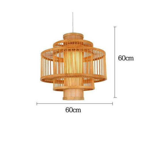 Suspension en bambou LED avec différents cylindres style Asian
