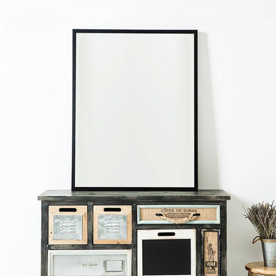 Miroir mural rectangulaire avec cadre noir fin Basin
