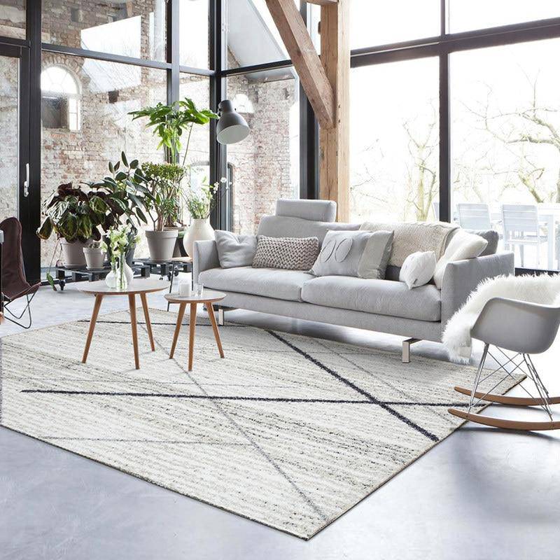 Tapis rectangle moderne beige style Nordic