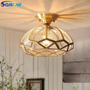 Plafonnier LED rustique doré en verre Sgrow