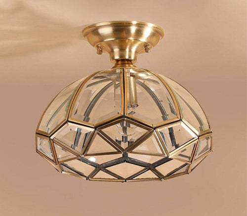 Plafonnier LED rustique doré en verre Sgrow