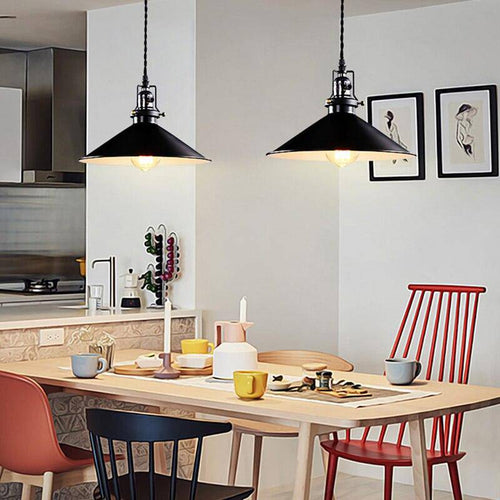 Suspension retro LED en métal avec abat-jour conique Edison