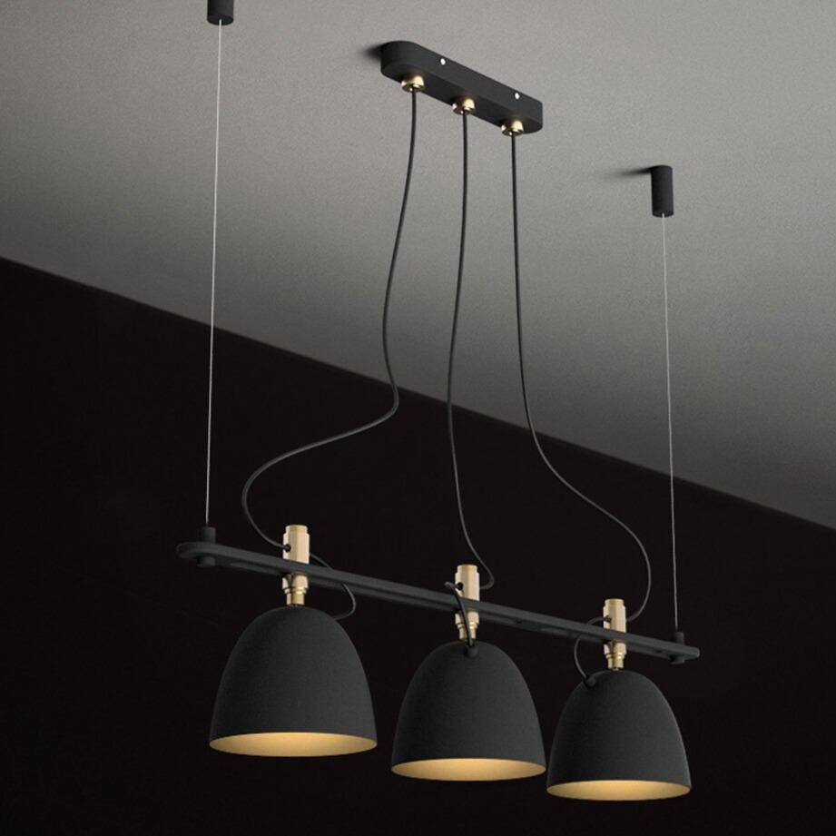 Suspension design LED avec plusieurs abats-jours noirs Loft - vue 5 sur 6
