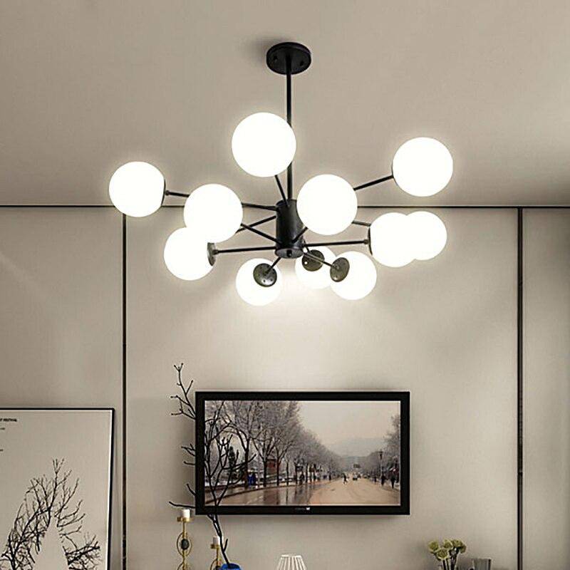 Lustre à bras et boules de verre Modern - vue 4 sur 10