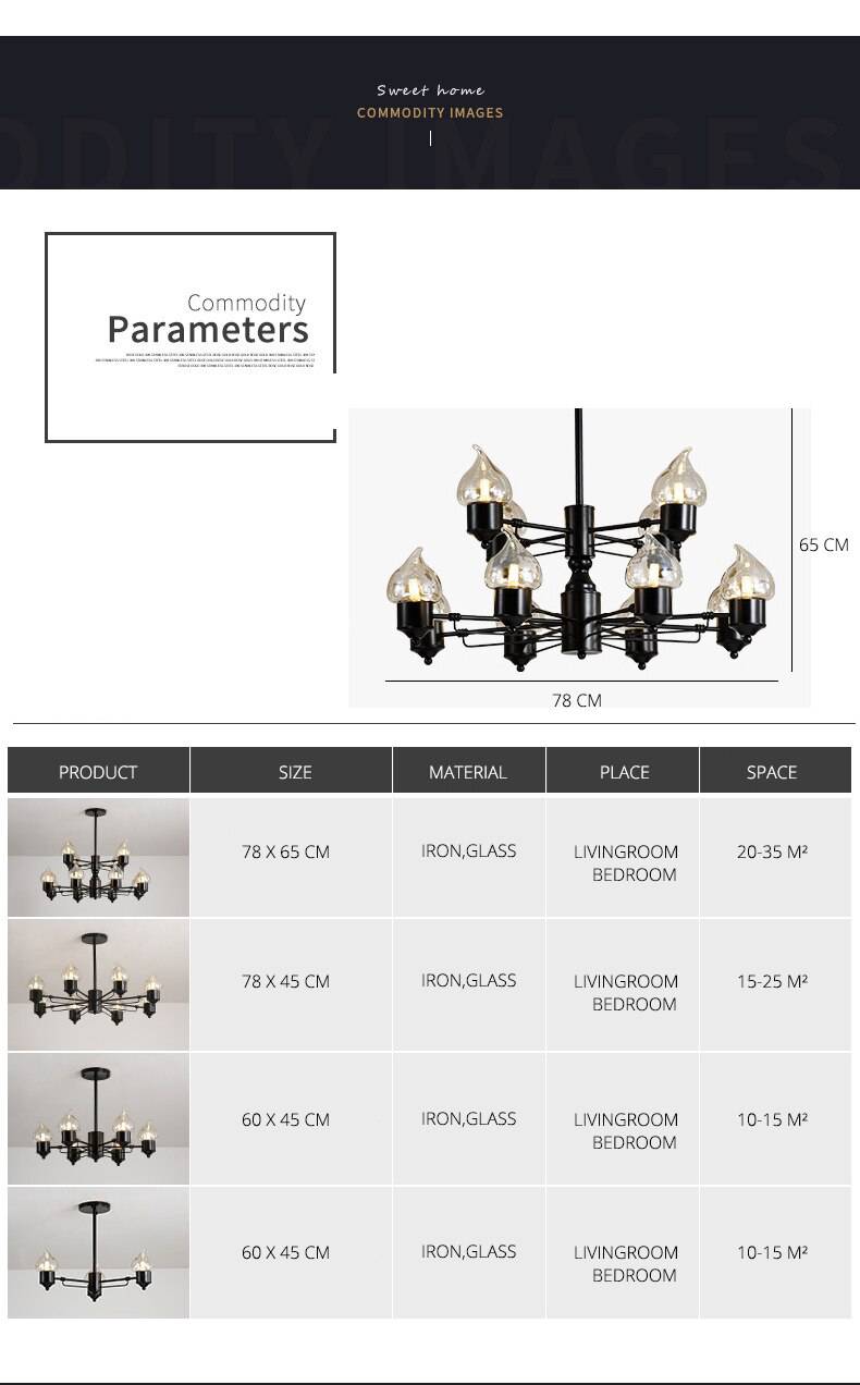 Lustre design à lampes bougies moderne - vue 9 sur 9
