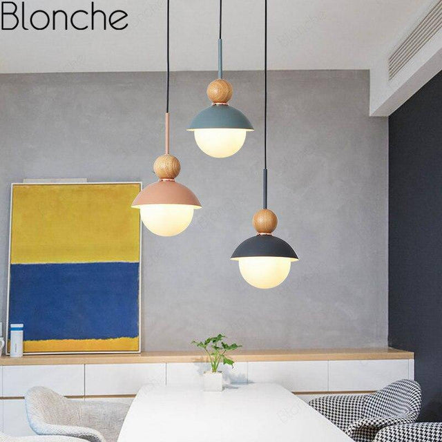 Suspension design LED en métal coloré Creative