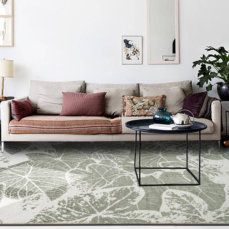 Tapis rectangle design dessins de feuilles colorés Soft