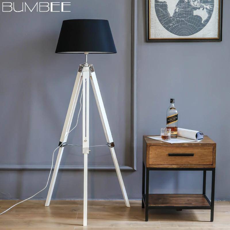 Lampadaire trépied ajustable avec abat-jour en tissu American - vue 7 sur 11