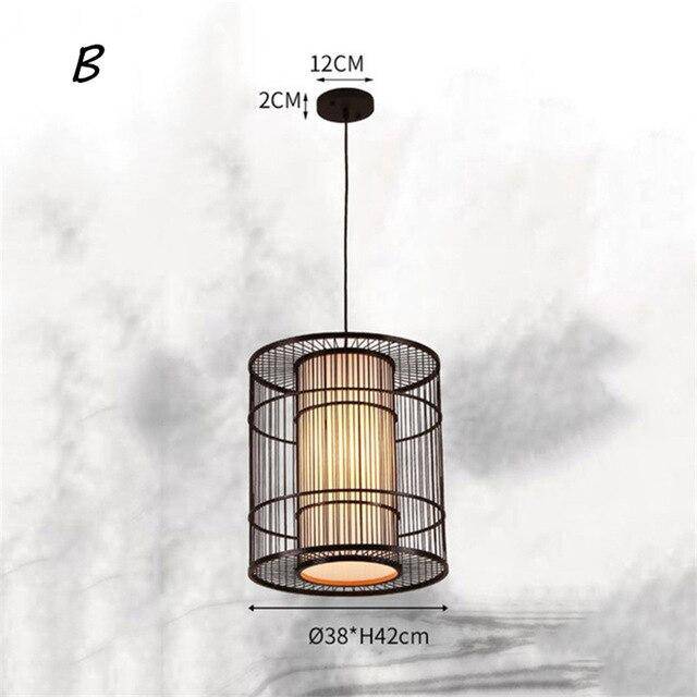 Suspension en rotin LED avec cylindre dans la boule style Tea - vue 4 sur 12