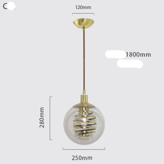 Suspension design en verre avec spirale dorée - vue 13 sur 14