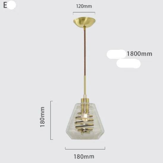 Suspension design en verre avec spirale dorée - vue 5 sur 14