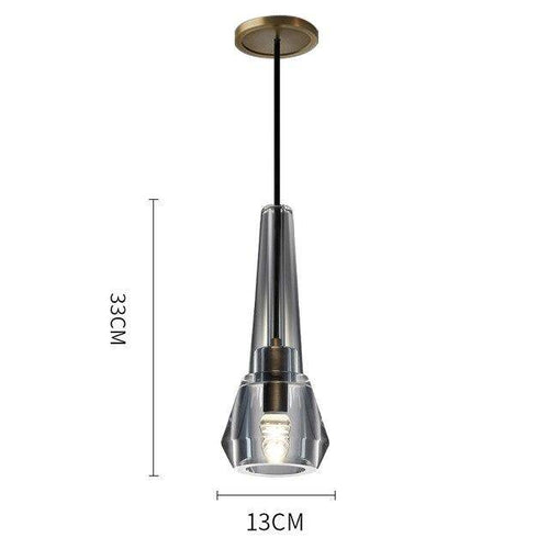 Suspension design en verre conique fumé cristal à LED Luxury
