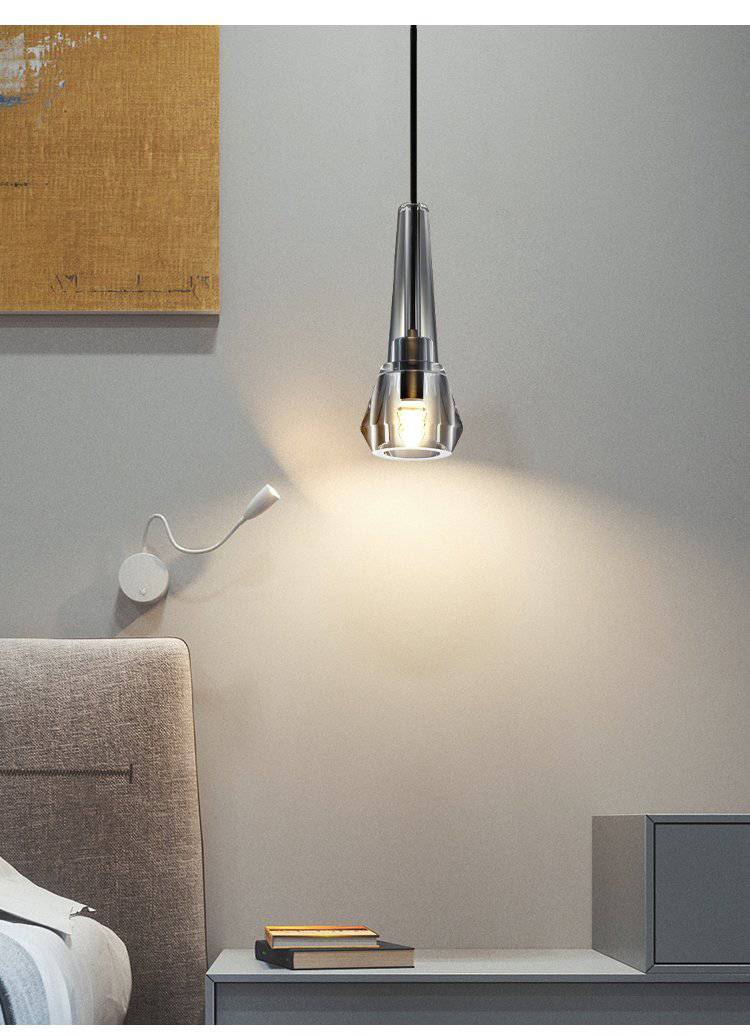 Suspension design en verre conique fumé cristal à LED Luxury - vue 4 sur 4