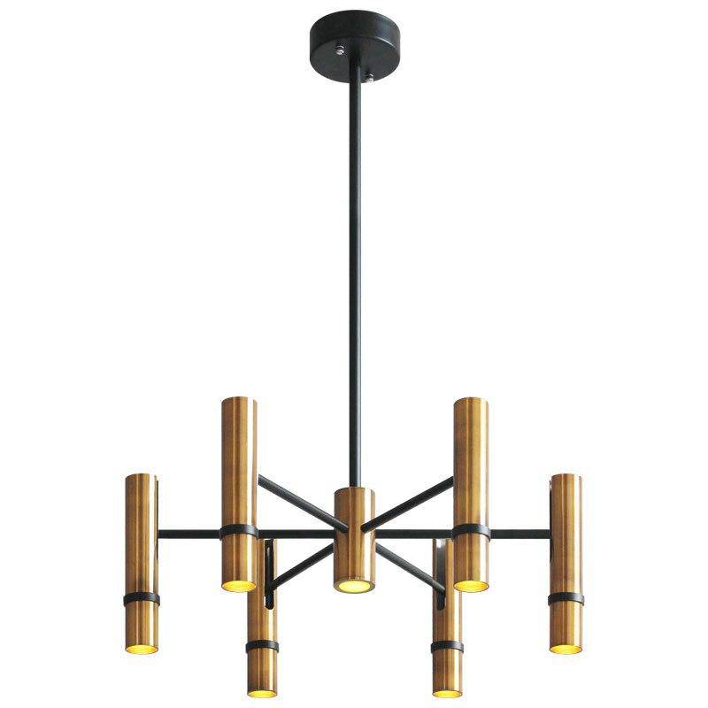 Lustre design à spots tube dorés - vue 4 sur 10