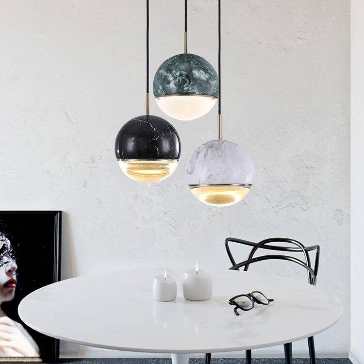 Suspension design LED boule style marbre coloré Art - vue 3 sur 10
