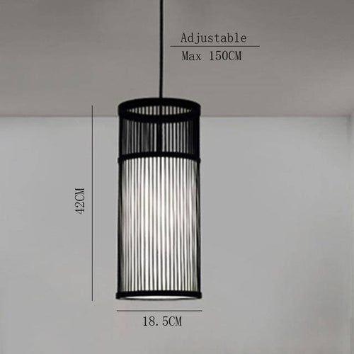 Suspension LED cage cylindrique en bambou Handicraft