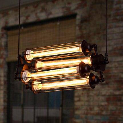 Suspension industrielle LED avec ampoule et abat-jour métal rétro - vue 3 sur 4