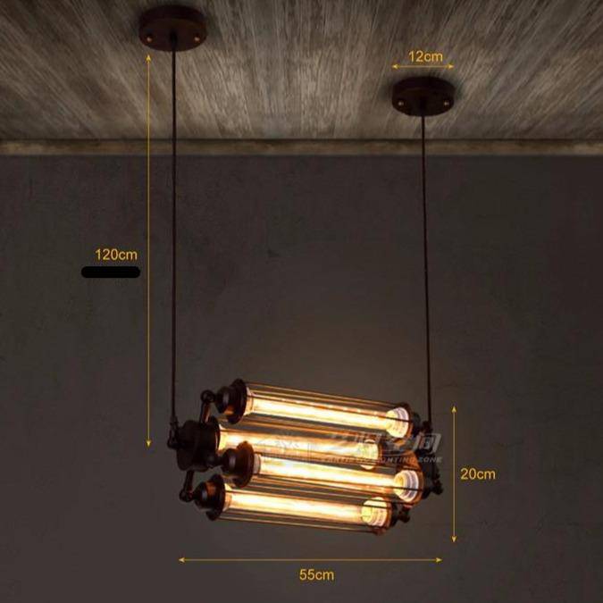 Suspension industrielle LED avec ampoule et abat-jour métal rétro - vue 5 sur 4