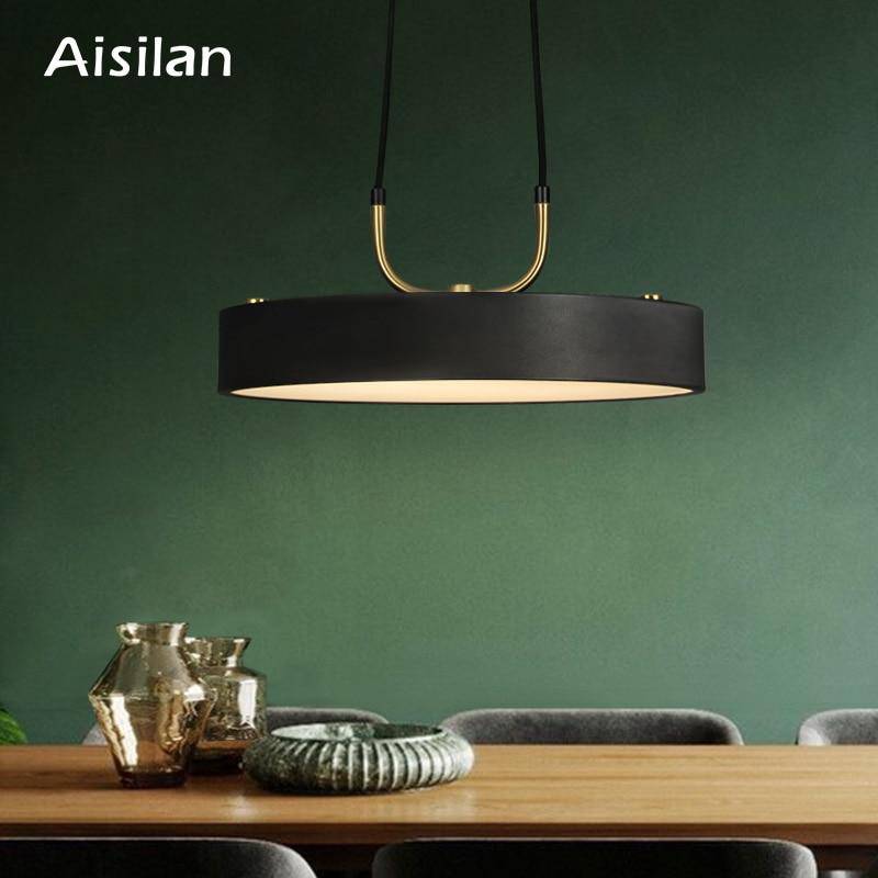 Suspension design à LED disque aux bords épais métal noir - vue 6 sur 5