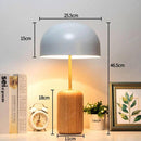 Lampe à poser LED en bois avec abat-jour arrondi blanc