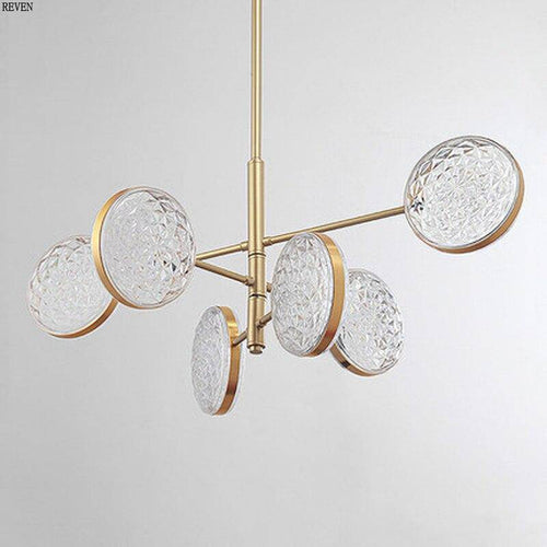 Lustre design doré à branches et lampes Luxury