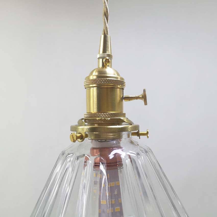 Suspension vintage en verre et support doré Brass - vue 4 sur 4