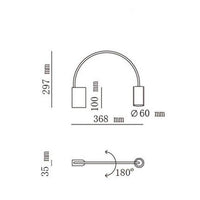 Applique murale design LED en cylindre métal doré Sconce