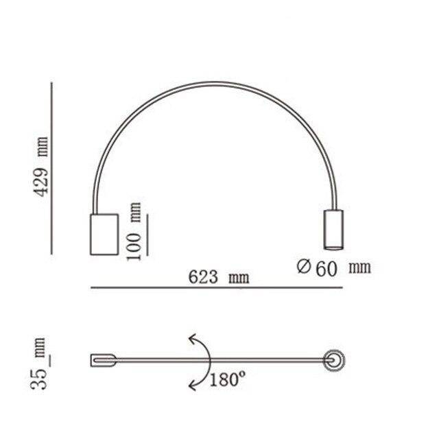 Applique murale design LED en cylindre métal doré Sconce - vue 4 sur 5